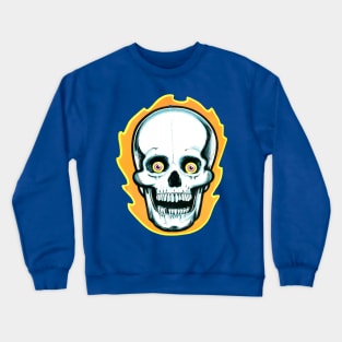 1986 Flaming Halloween Skull Crewneck Sweatshirt